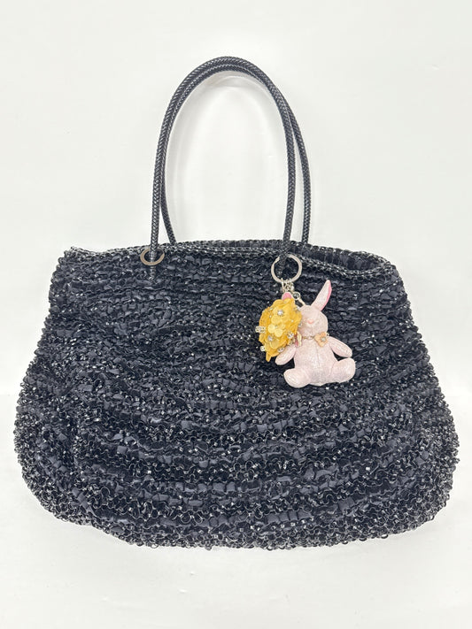 C983 D ANTEPRIMA MISTO アンテプリマ ミスト ワイヤーバッグ ブラック うさぎ&ハート チャーム付き