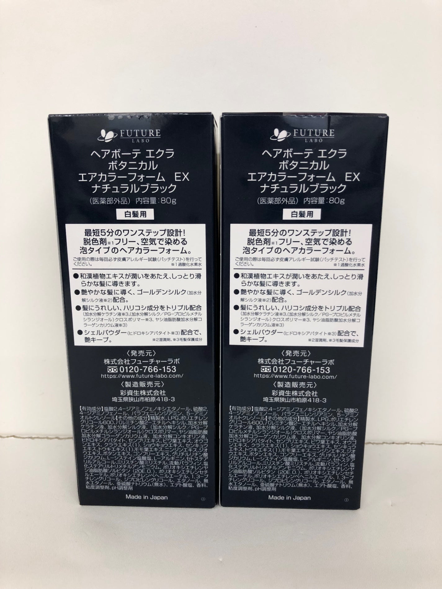 C011 ヘアボーテエクラ ボタニカルエアカラーフォームEX ナチュラルブラック 80g 2個セット