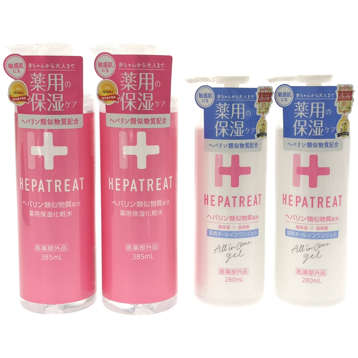 Z000 へパトリート 薬用ローション HL 化粧水 385ml & 薬用ジェル HG オールインワンジェル 280ml 4本セット