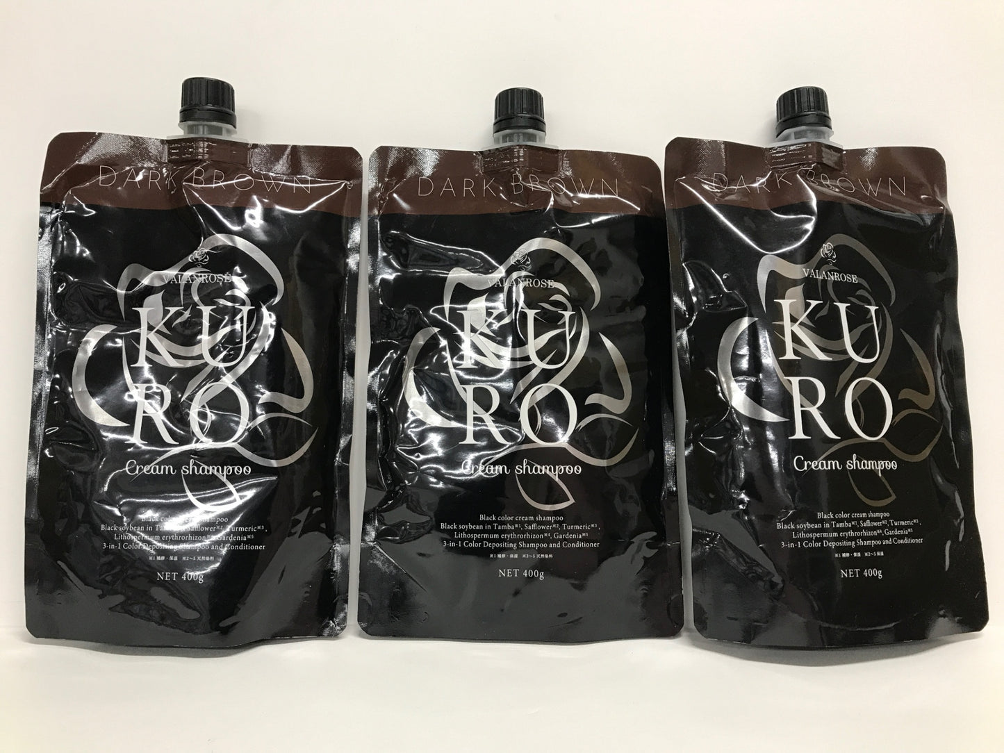 C473 ★VALANROSE バランローズ クロクリームシャンプー ヘアケア 白髪染め オールインワンダークブラウン 400g 3個セット