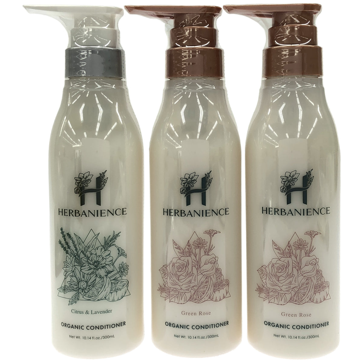 Z000 HERBANIENCE ハーバニエンス コンディショナー グリーンローズの香り 300mL 2本 & シトラス&ラベンダーの香り 300ml 計3本セット　ラスト1点！