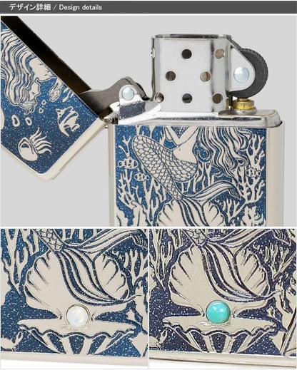 ジッポー(ZIPPO) ライター カジカワ MERMAIDアーマー マーメイド ラメ加工 ホワイトニッケル スワロフスキー 21172