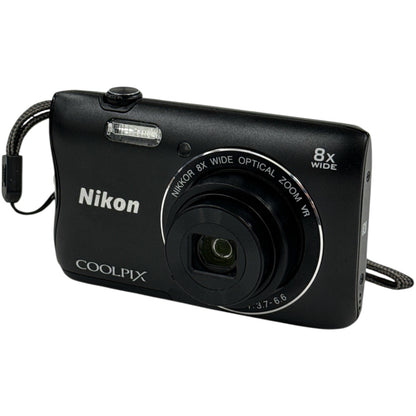 CH17 ニコン Nikon COOLPIX S3700 デジカメ ブラック 稼働品 光学8倍ズーム 2005万画素