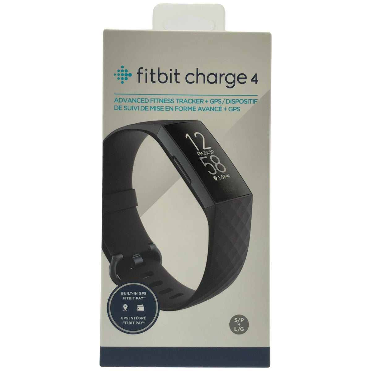 Z000 Fitbit Charge4 GPS搭載フィットネストラッカー Black/Black L/Sサイズ　ラスト1点！