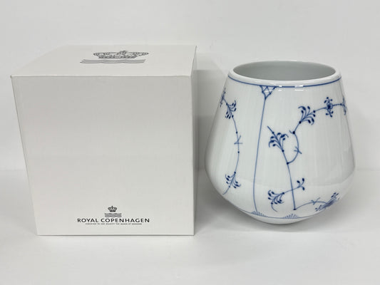 D ROYAL COPENHAGEN ロイヤルコペンハーゲン ブルーフルーテッド プレインベース Mサイズ 15cm 花瓶【T】