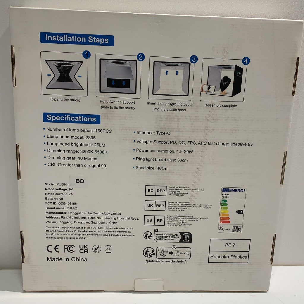 C9B7 D PULUZ 撮影ボックス 40cm PU5044BUK JAN:X0010AZUNB