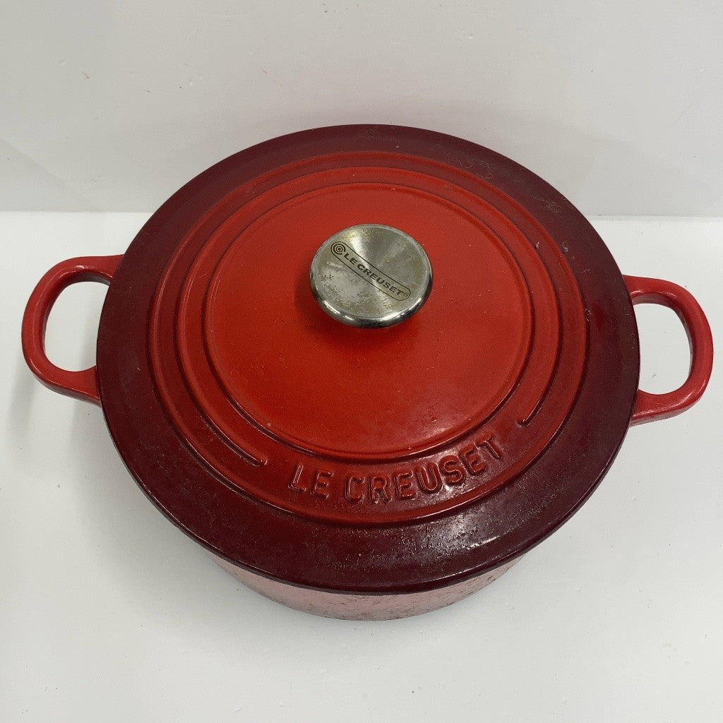 C97B D LE CREUSET ル・クルーゼ ココットロンド 22cm 両手鍋 チェリーレッド