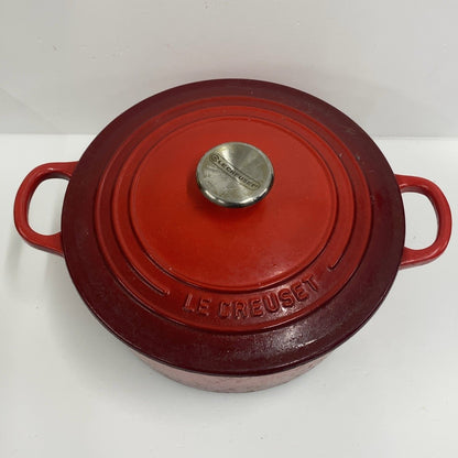 C97B D LE CREUSET ル・クルーゼ ココットロンド 22cm 両手鍋 チェリーレッド