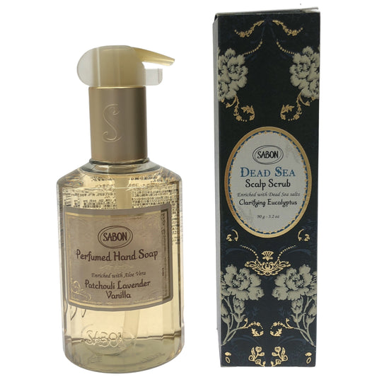 Z000 SABON ハンドソープP パチュリ・ラベンダー・バニラ 200mL & ヘッドスクラブ クラリファイング 90g 2個セット　ラスト1点！