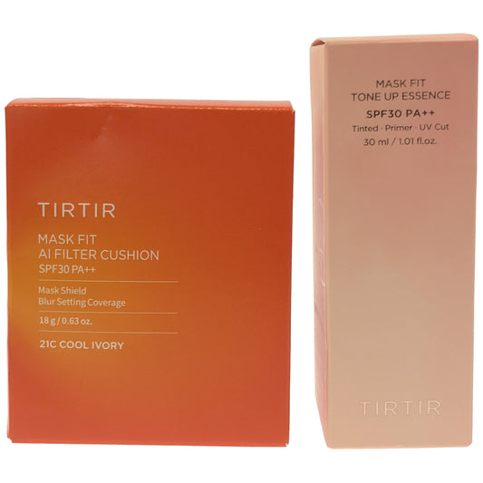 Z000 TIRTIR MASK FIT AI FILTER CUSHION 21C COOL IVORY 18g & MASK FIT TONE UP ESSENCE 30ml 2個セット　ラスト1点！