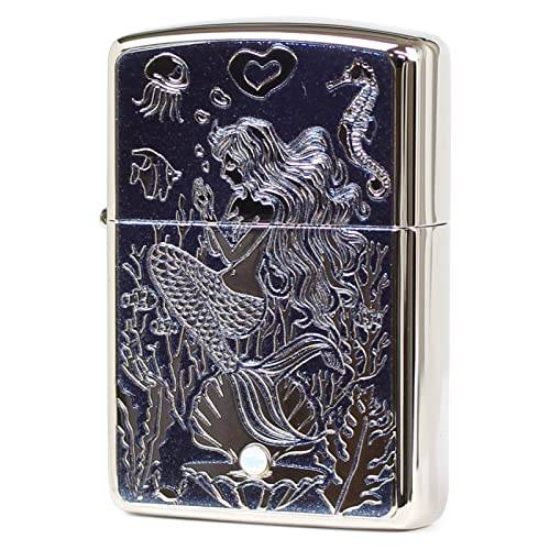ZIPPO ジッポ― オイルライター ジッポ マーメイド スワロフスキー装飾 ホワイトニッケル