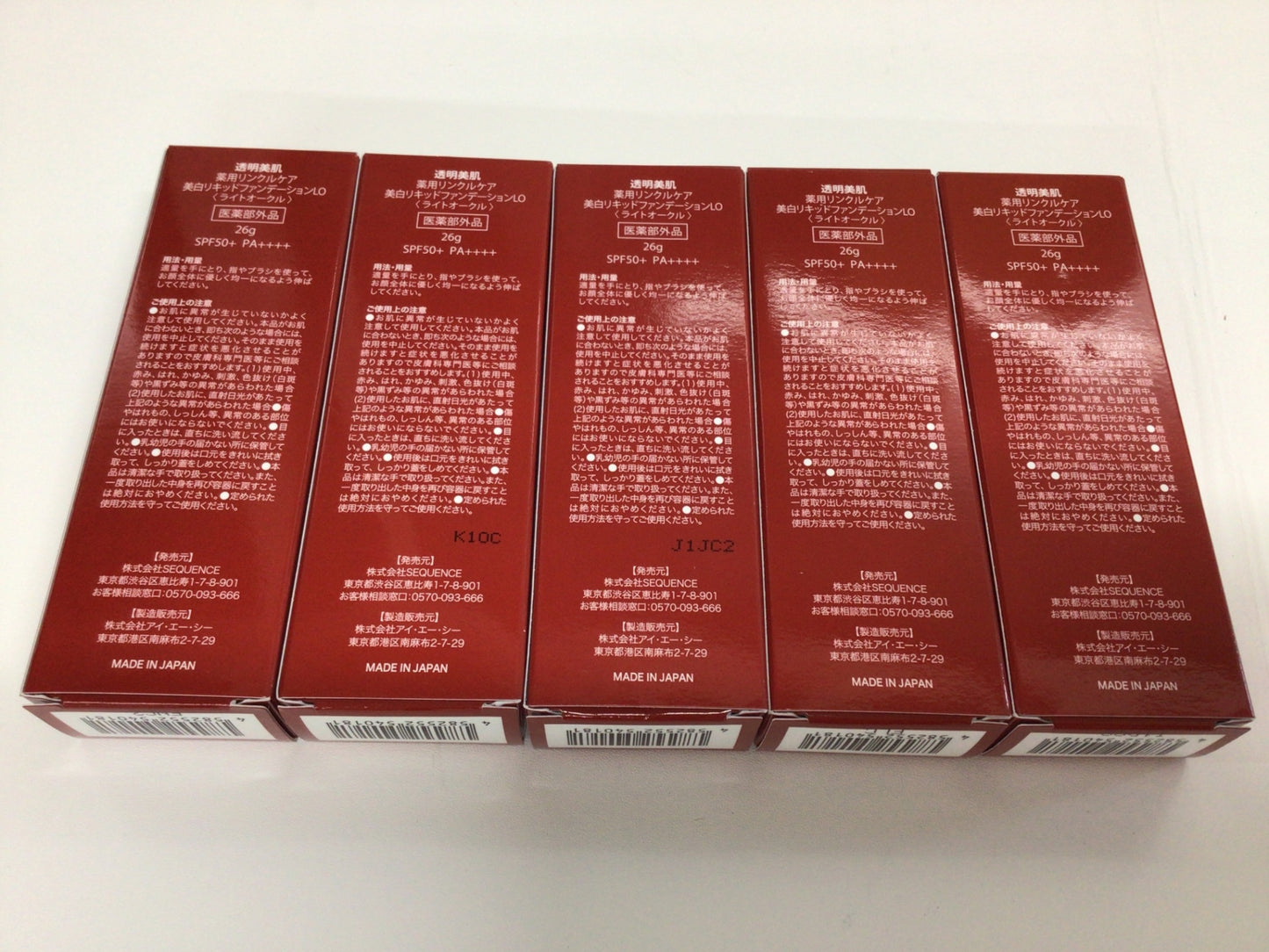 C888 K ★透明美肌 薬用リンクルケア 美白リキッドファンデーションLO ライトオークル SPF50+ PA++++ 26g 5個セット【O】