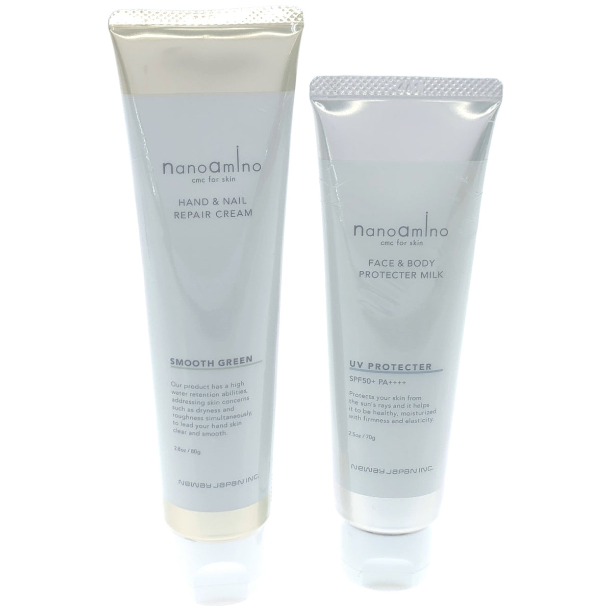 Z000 ナノアミノ UVミルクプロテクター セラム 70g & ハンド&ネイル リペア クリーム スムース グリーン 80g 2個セット