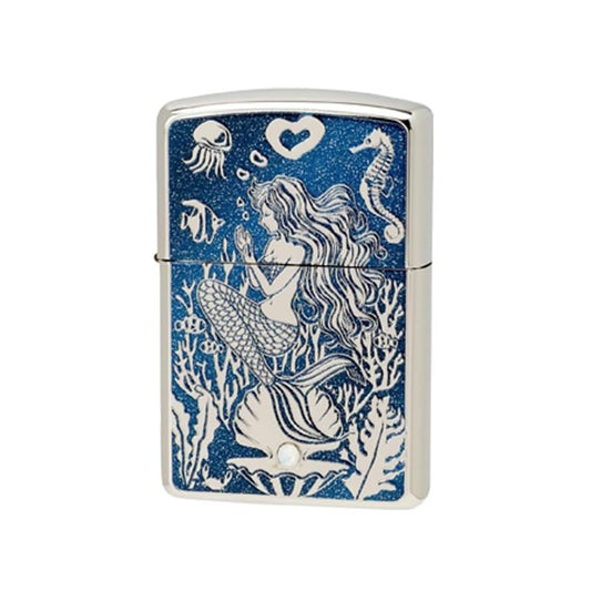 ジッポー(ZIPPO) ライター カジカワ MERMAIDアーマー マーメイド ラメ加工 ホワイトニッケル スワロフスキー 21172