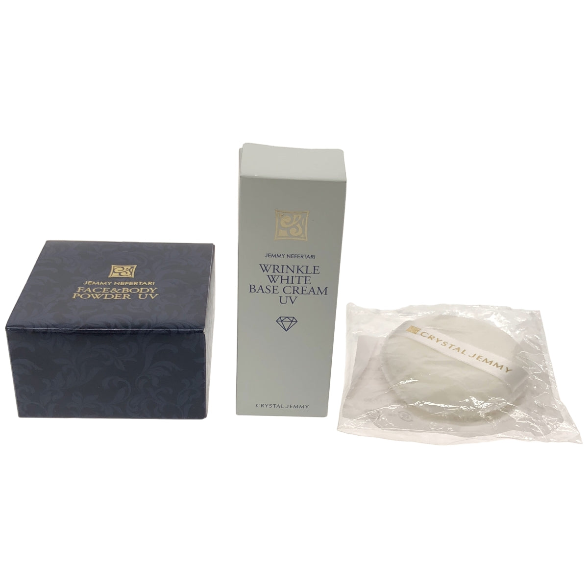 Z000 ジェミーネフェルタリ フェイス&ボディパウダーUV 17g & リンクルホワイト ベースクリームUV 25g & パフ 3個セット