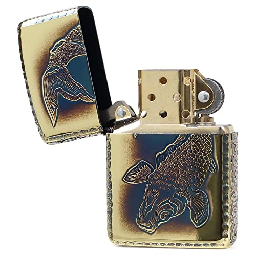 ZIPPO ジッポ― オイルライター ジッポ ゴールド アーマー 唐草 鯉 5面加工 ブラス