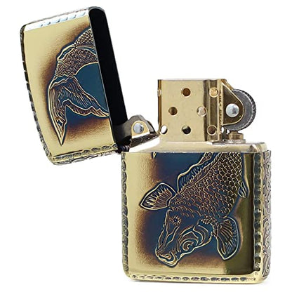 ZIPPO ジッポ― オイルライター ジッポ ゴールド アーマー 唐草 鯉 5面加工 ブラス