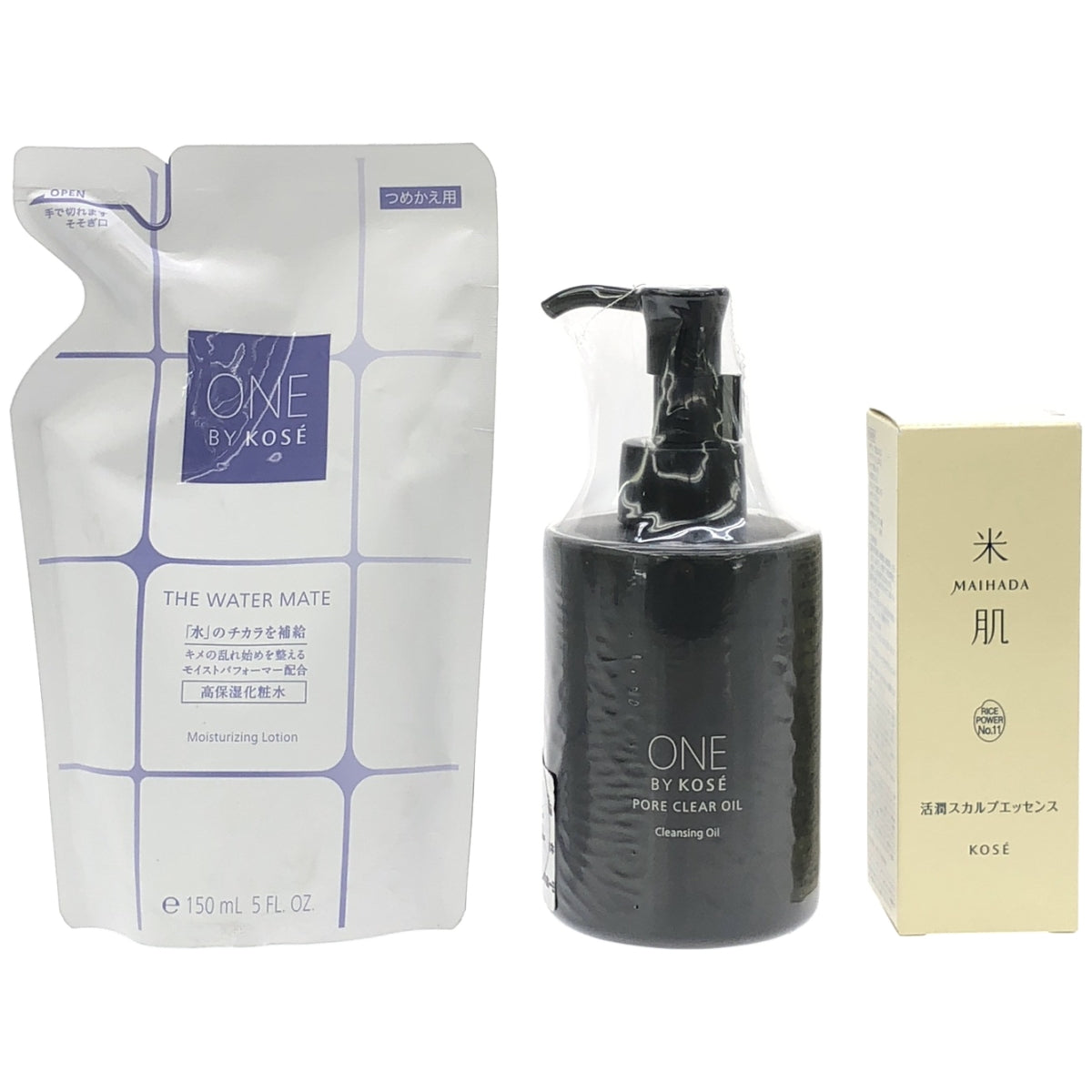 Z000 ONE BY KOSE ポアクリアオイル 180ml & ザ ウォーター メイト 150ml & MAIHADA 活潤スカルプエッセンス 50ml 3個セット