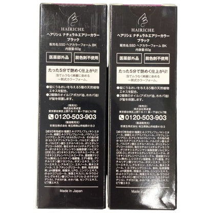C390 ヘアリシェ ナチュラルエアリーカラー 白髪染め 泡タイプ ヘアカラー ブラック 60g 2個セット