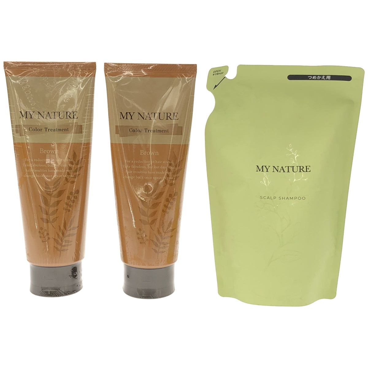 Z000 マイナチュレ カラートリートメント ブラウン 200g 2個 & スカルプシャンプー つめかえ用 280mL 1個 計3個セット