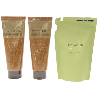 Z000 マイナチュレ カラートリートメント ブラウン 200g 2個 & スカルプシャンプー つめかえ用 280mL 1個 計3個セット