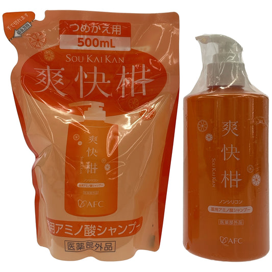 Z000 爽快柑 アムス薬用シャンプー3 500mL & つめかえ用 500mL 計2個セット　ラスト1点！