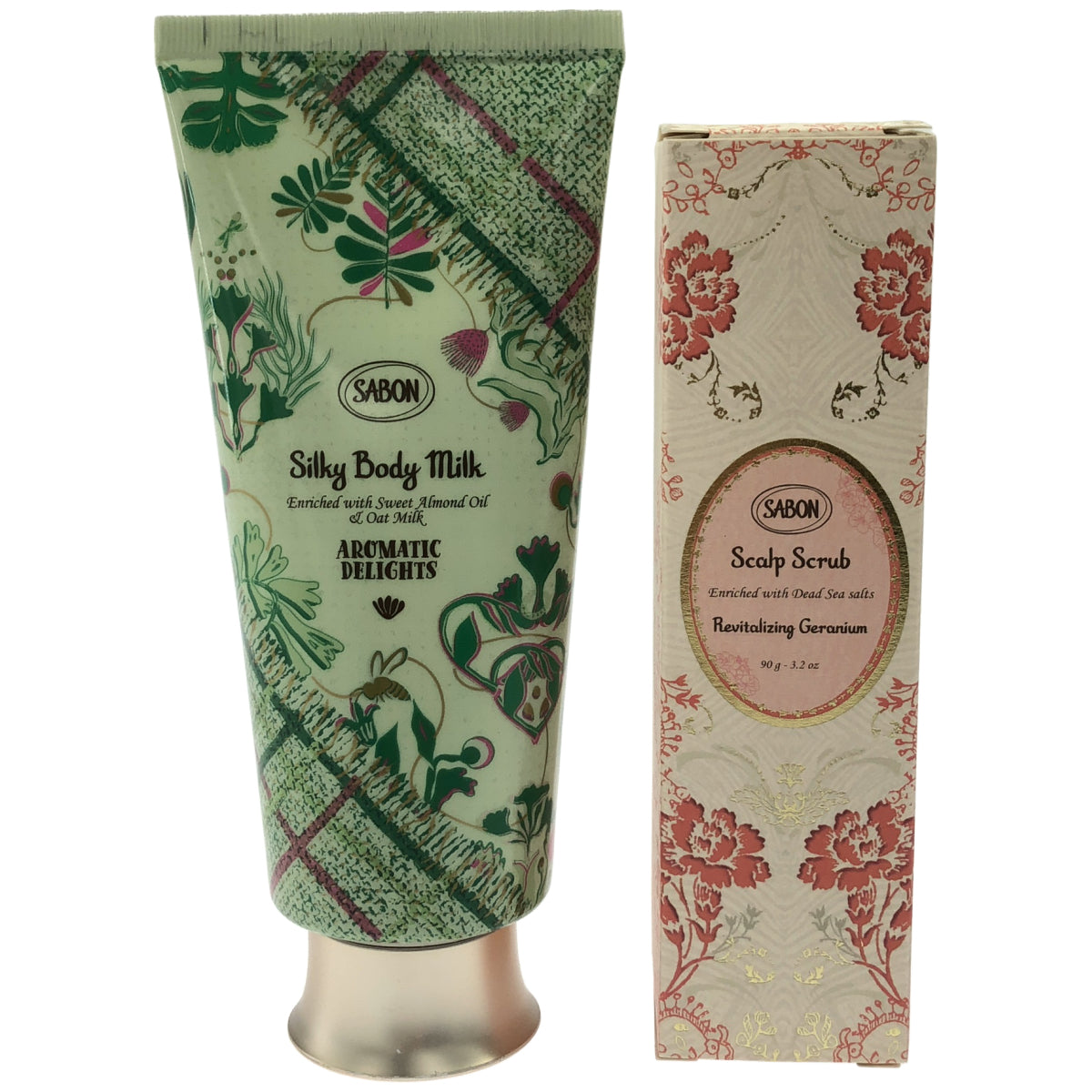 Z000 SABON ヘッドスクラブ リプレニッシング 90g & シルキーボディミルク アロマティック・ディライト 200mL 計2本セット　ラスト1点！