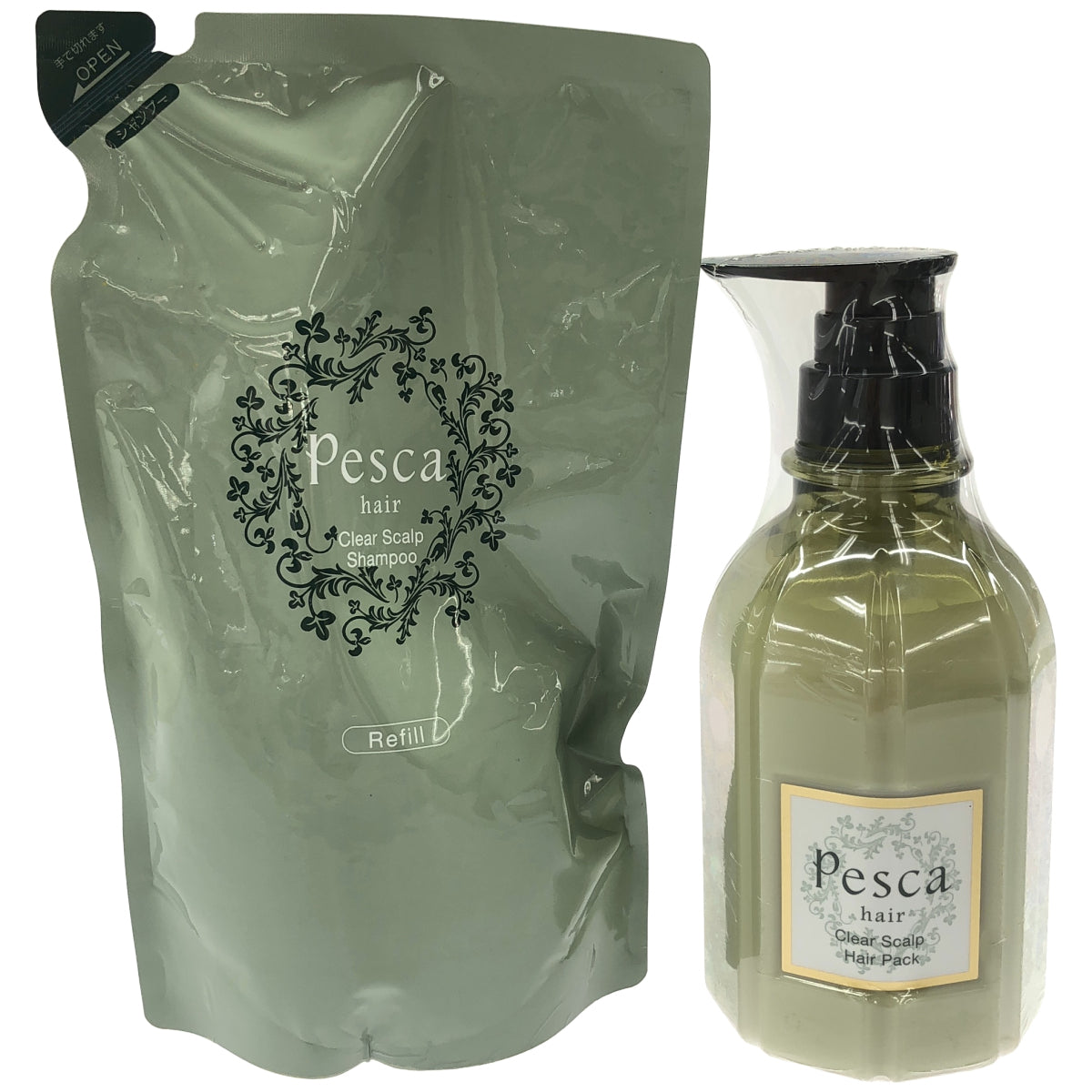 Z000 Pasca クリア スカルプ シャンプー つめかえ用 450ml & ヘアパック 500ml 計2個セット　ラスト1点！