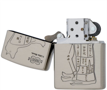 ZIPPO ジッポ― ZP アイライクミート ウシ Ni アンティークニッケル 牛 牛肉
