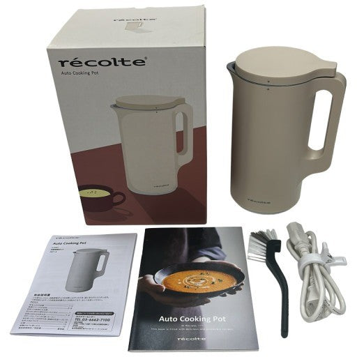 recolte レコルト 自動調理ポット スープメーカー 大容量 約600ml 豆乳メーカー 全自動 ポタージュ 洗いやすい 多機能 レシピ本付き 離乳食 おかゆ 加熱式 クリームホワイト RSY-2