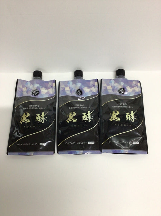 C222 K 黒酵 プレミアムダークブラウン プレミアム発酵クリームシャンプー コクファ 白髪用 200g 3個セット