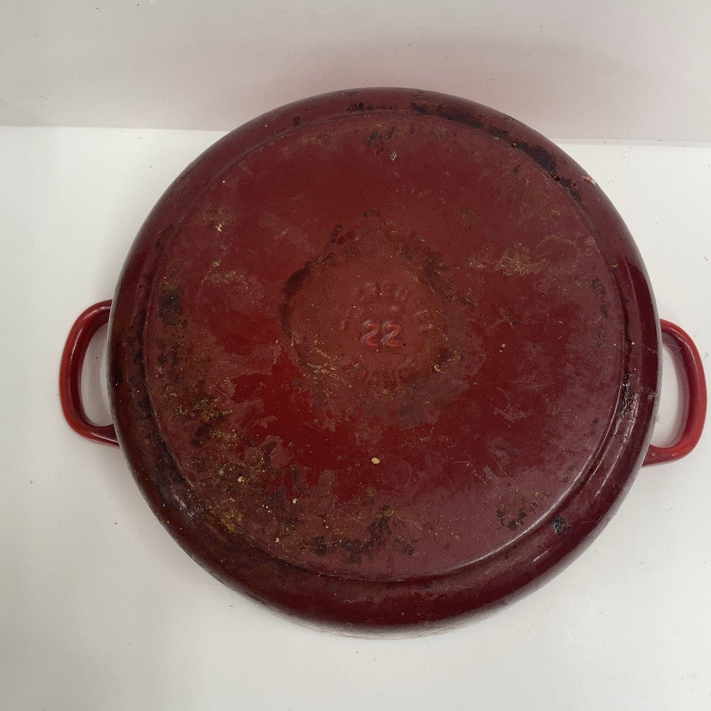 C97B D LE CREUSET ル・クルーゼ ココットロンド 22cm 両手鍋 チェリーレッド