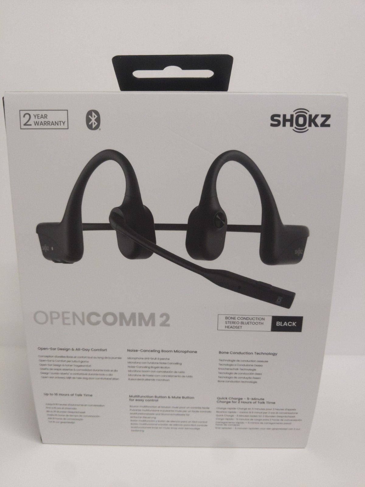 SHOKZ ショックス  ワイヤレス骨伝導ヘッドセット OPEN COMM2 骨伝導イヤホン SKZ-EP-000022 ブラック