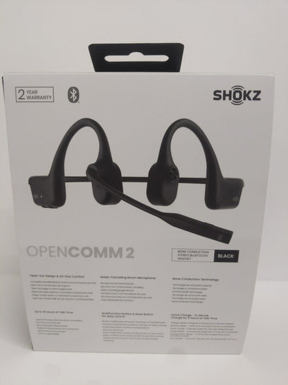 SHOKZ ショックス  ワイヤレス骨伝導ヘッドセット OPEN COMM2 骨伝導イヤホン SKZ-EP-000022 ブラック