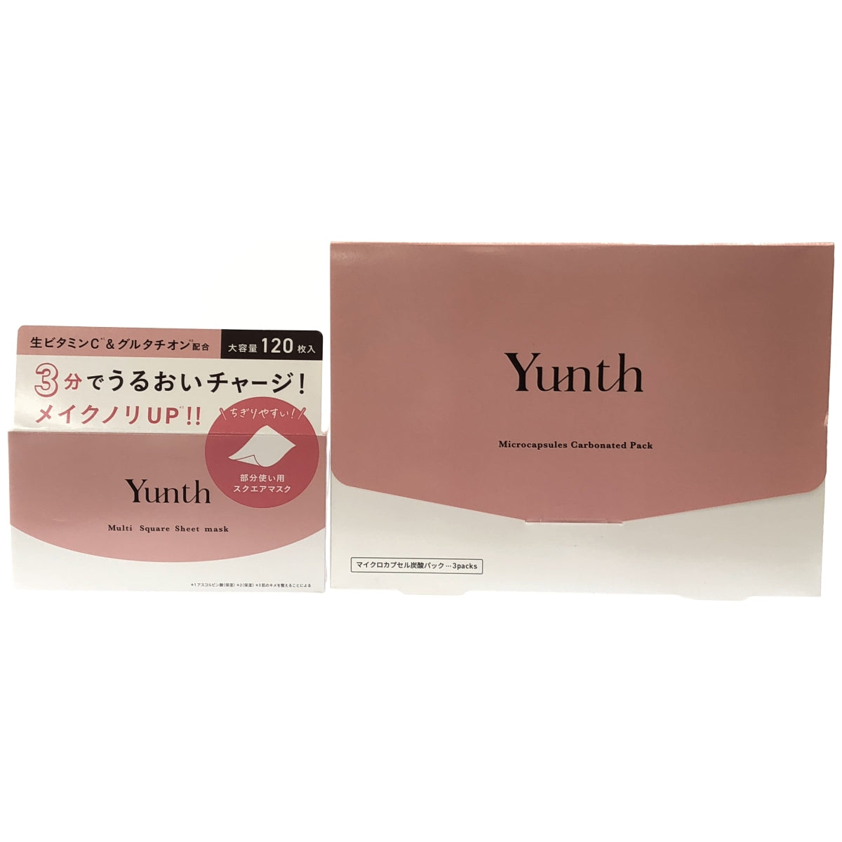 Z000 Yunth マルチ スクエアシートマスク 120枚入り 302mL & マイクロカプセル炭酸パック 3packs 2個セット　ラスト1点！