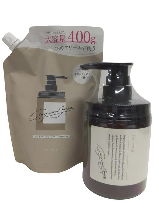 C508 ★ココネ クレイクリームシャンプー ベルガモット＆アールグレイの香り ボトル 380g & 詰め替え用 400g セット【J3】