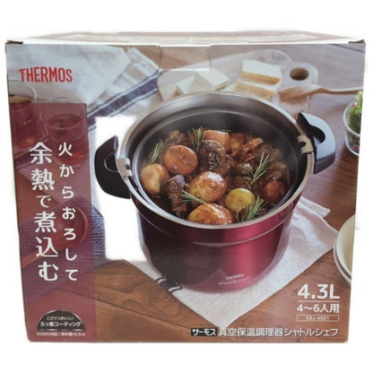 C906 D サーモス 真空保温調理器 シャトルシェフ 4.3L (4~6人用) レッド 調理鍋ふっ素コーティング加工 KBJ-4501 R