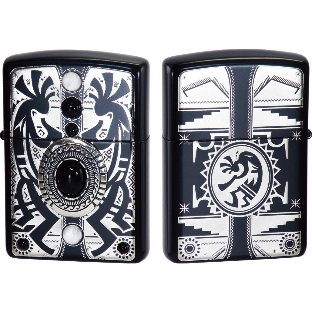 Zippo インディアンスピリット BK ジッポー ZIPPO ココペリ 天然石 オニキス ハウライト ブラック ライター