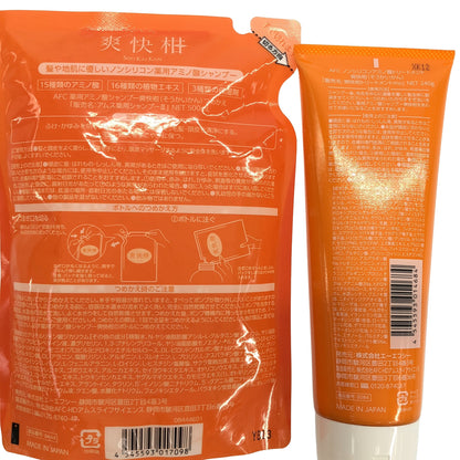Z000 爽快柑 アムス薬用シャンプー 3 つめかえ用 NET 500mL & トリートメント mo NET 240g 計2個セット　ラスト1点！