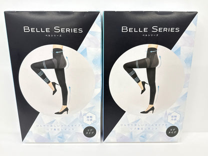 C840 BELLE SERIES ベルシリーズ リブ着圧レギンス クールタイプ ブラック XLサイズ 2個セット