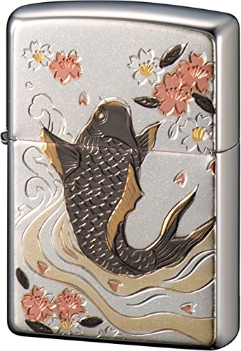 ZIPPO ジッポー ライター シルバー 電鋳板 鯉 和柄