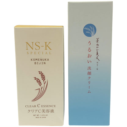 Z000 米ぬか美人 NS-K うるおい 洗顔クリーム 100g & スペシャル クリアC 美容液 30mL 計2本セット　ラスト1点！
