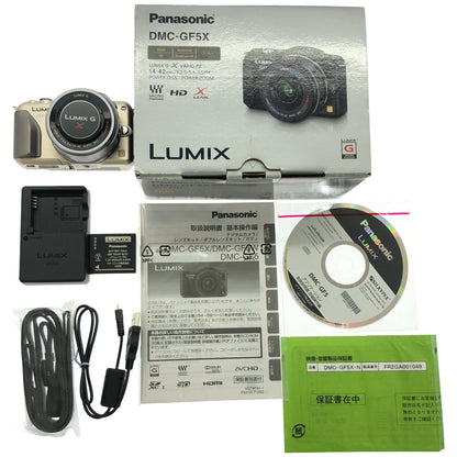 Z000 パナソニック ミラーレス一眼カメラ ルミックス GF5 レンズキット 電動ズームレンズ付属 シャンパンゴールド DMC-GF5X-N　ラスト1点！