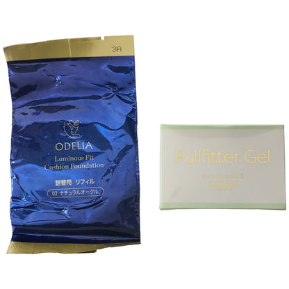 Z000 ODELIA ルミナスフィット クッションファンデーション ナチュラルオークル 02 詰替用 リフィル 13g & プルフィッター ジェル 30g 計2個セット　ラスト1点！
