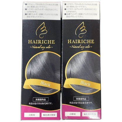 C390 ヘアリシェ ナチュラルエアリーカラー 白髪染め 泡タイプ ヘアカラー ブラック 60g 2個セット