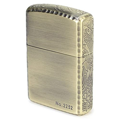 ZIPPO ジッポ― オイルライター ジッポ アーマー3面深彫エッチング＆リューター鯉アンティークブラス（Ａ）