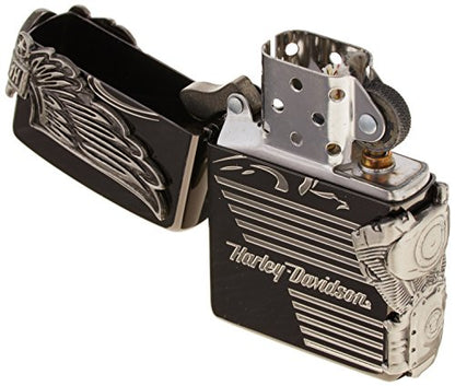 ZIPPO ジッポー ライター ハーレーダビッドソン 日本限定 3面連続加工 イオンコーティング ブラック×ニッケル HDP-25